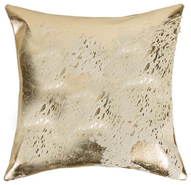Torino Scotland Cowhide Pillow Natural Gold 18 X18
