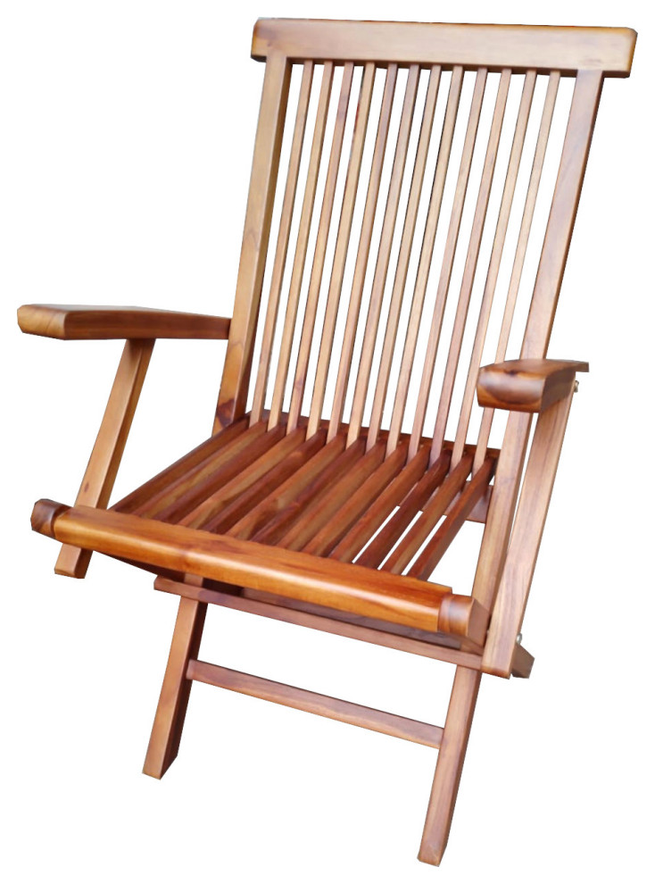 Teak Folding Chair with Arms Set of Two - Transitional - Outdoor ...