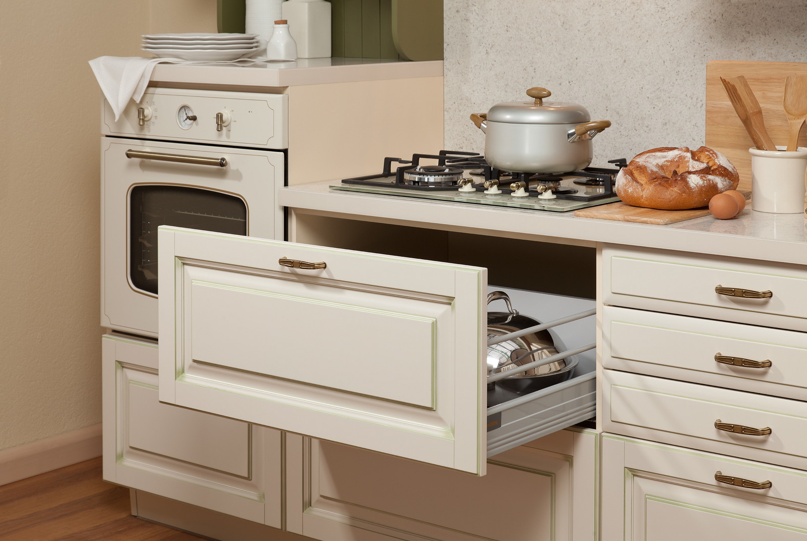 Кухонный гарнитур "Элина" нефрит/белый велюр