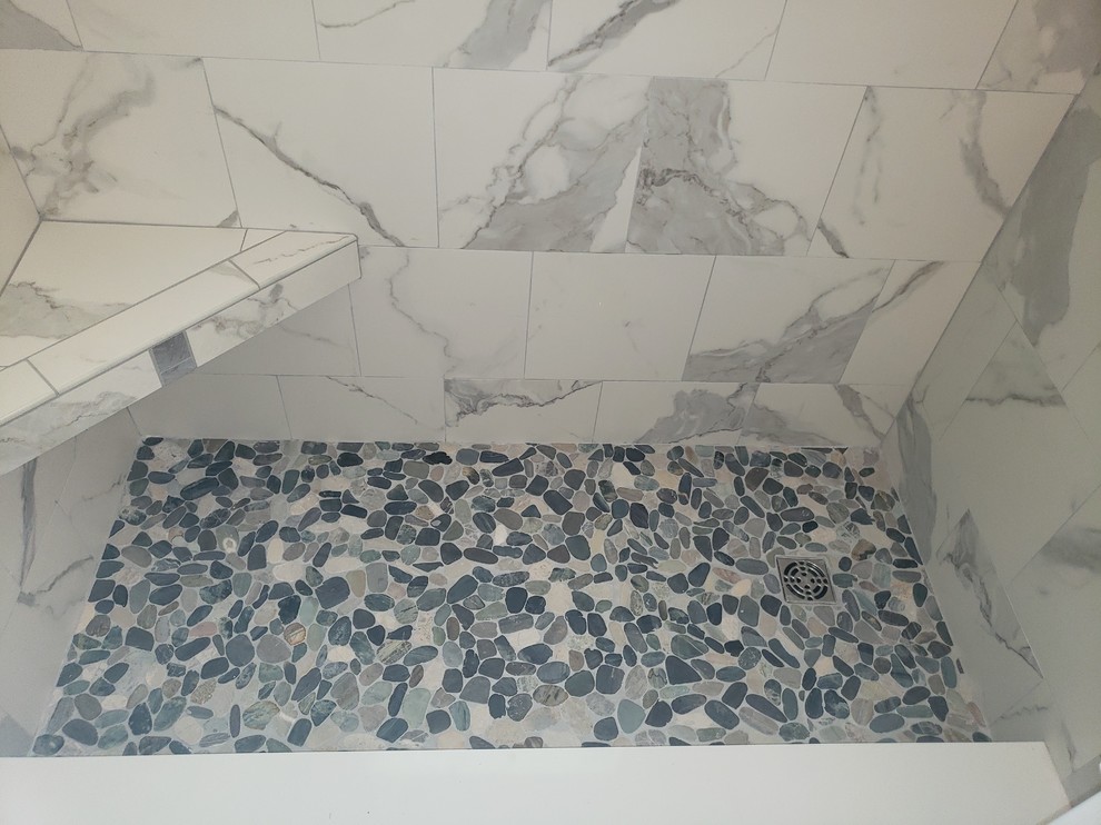 Turning tub into walk in shower with seat Traditional Tampa by