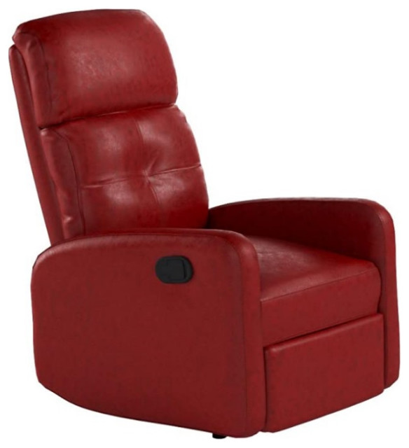 Contemporary Recliner, Faux Leather Upholstered Seat With Tufted