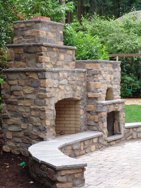 Outdoor Fireplace with Pizza Oven - Traditional - Portland - by Brown