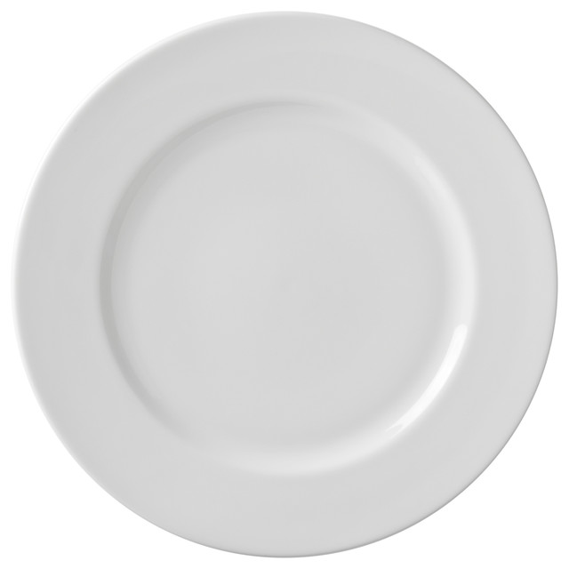 11" Classic White Dinner Plates, Set of 6 Contemporary Dinner