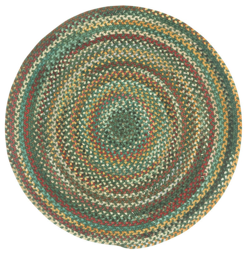 Sherwood Forest Braided Round Rug, Dark Green Contemporary Area