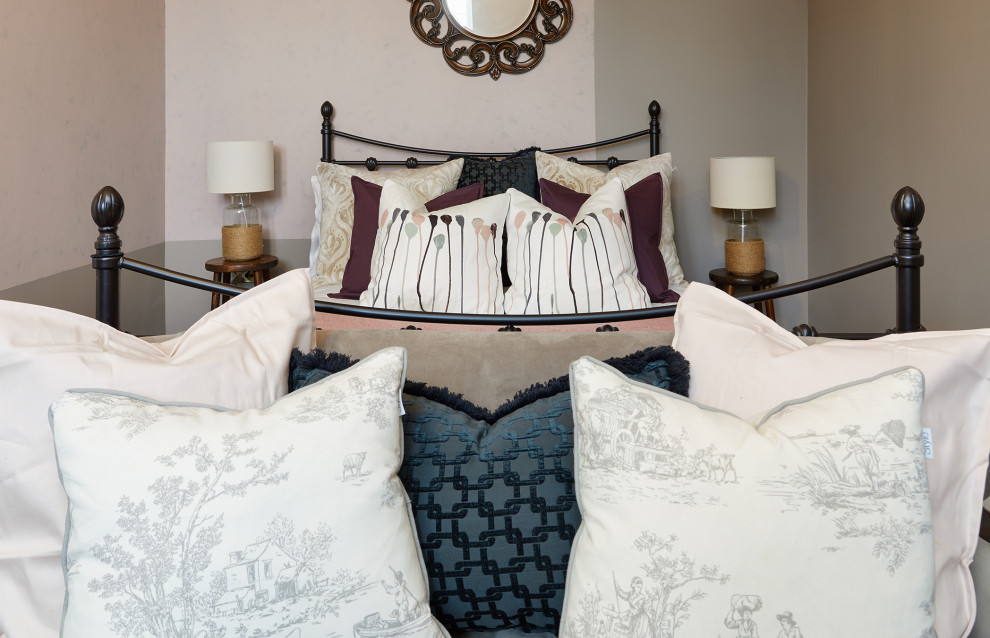 Design ideas for an expansive transitional bedroom in Other.