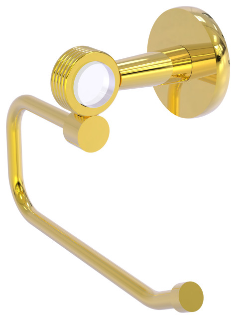 Clearview Euro Style Toilet Tissue Holder with Groovy Accents, Polished Brass