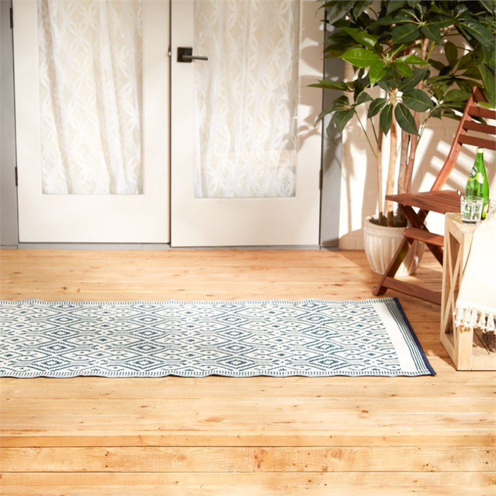 Blue Morrocan Outdoor Floor Runner 3X6 Ft Scandinavian Outdoor Rugs
