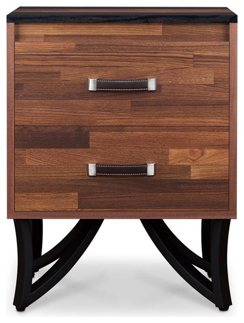 Square Nightstand or End Table With 2-Drawer, Brown and ...