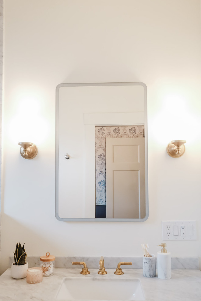 Classic hexagon mosaic tile bathroom remodel