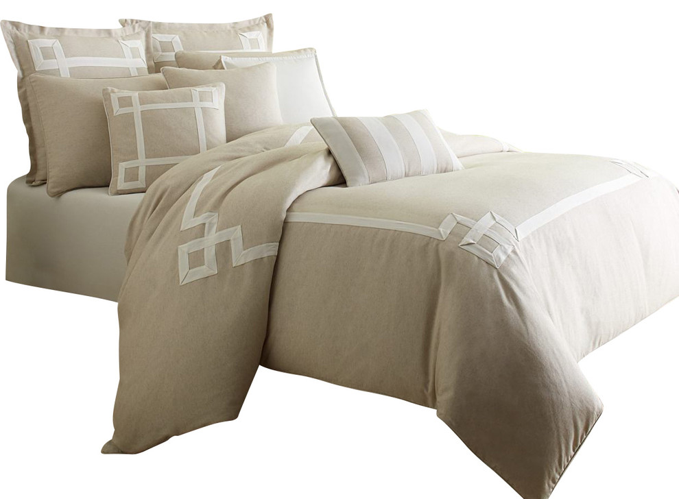 AICO Avenue A 10pc King Comforter Set in Natural Contemporary