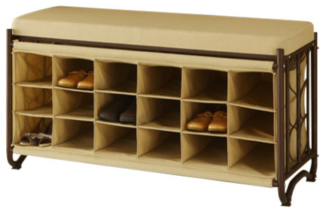 Bench With Shoe Cubbies Oil Rubbed Bronze Transitional Bench With Shoe Cubbies Oil Rubbed Bronze
