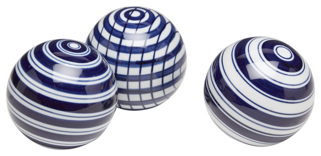 Blue and White Porcelain Balls, Set of 3