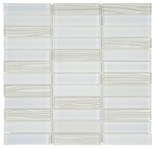 White Glass Mosaic Tile Wave Cold Spray Matt Bath Backsplash