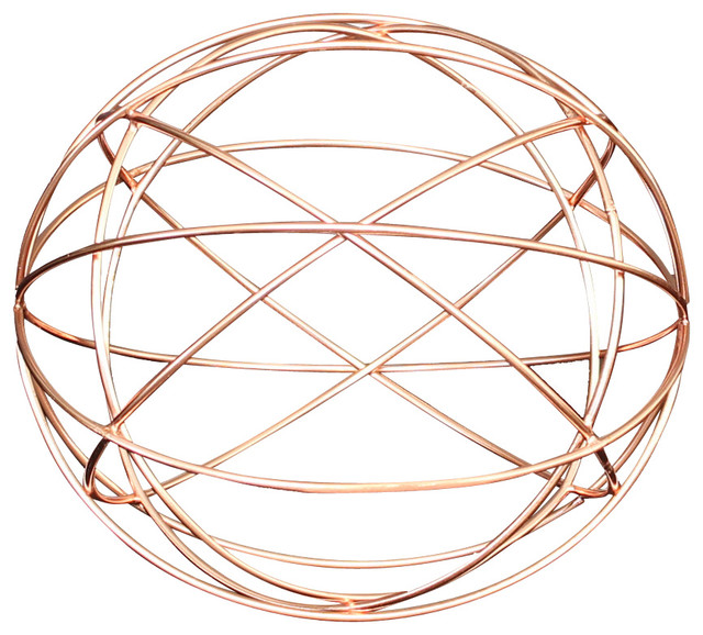 Metal Decorative Copper Balls, Set of 2 Contemporary Decorative