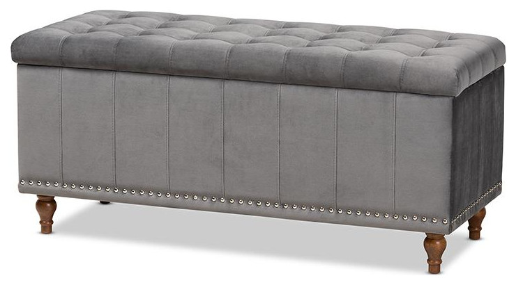 Baxton Studio Kaylee Modern and Contemporary Grey Velvet Fabric Upholstered...