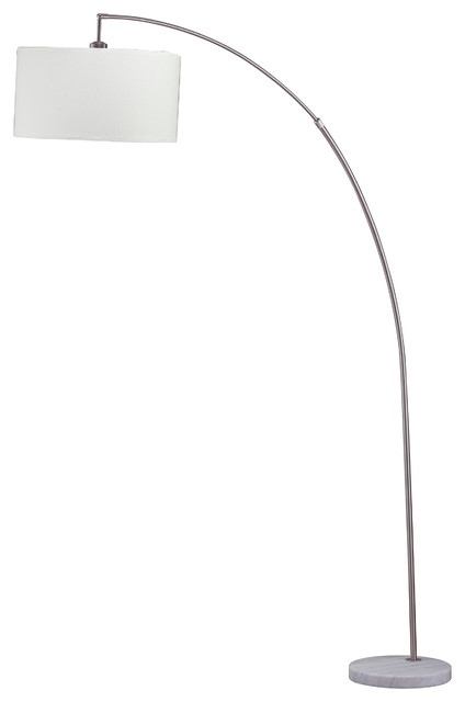 Allegro 86" Tall Metal Floor Arc Lamp, White and Brushed Silver