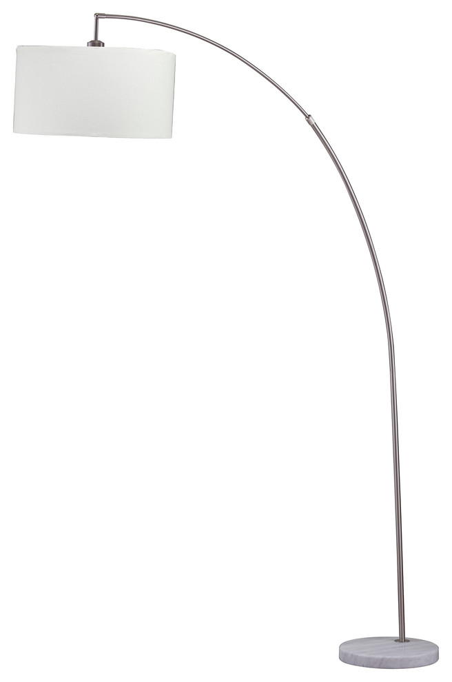 81/" Floor Arch Lamp with Marble Base /& Linen Shade In Brushed Nickel Finish