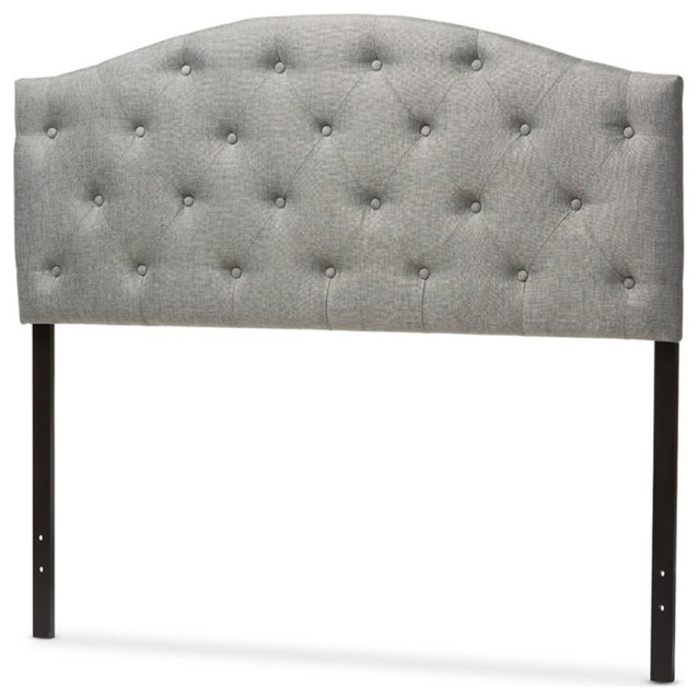 Maklaine Modern Upholstered Tufted Full Panel Headboard in Gray, Full