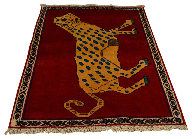 Oriental Rug Pictorial Shiraz Lion 100% Wool, Hand-Knotted Rug