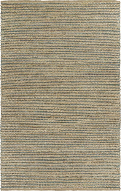 9??x 12??Tan and Blue Undertone Striated Area Rug