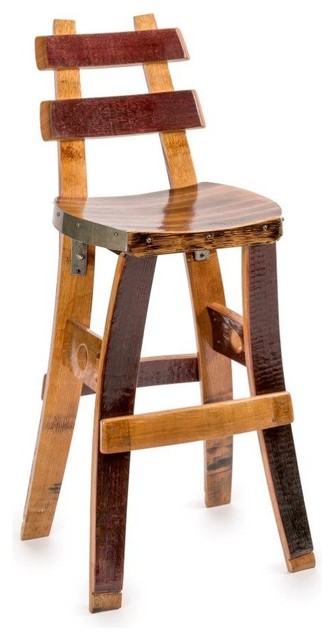 Wine Barrel Barstool With Back Rest Bar Stools And Counter Wine Barrel Barstool With Back Rest 24 Indoor Finish
