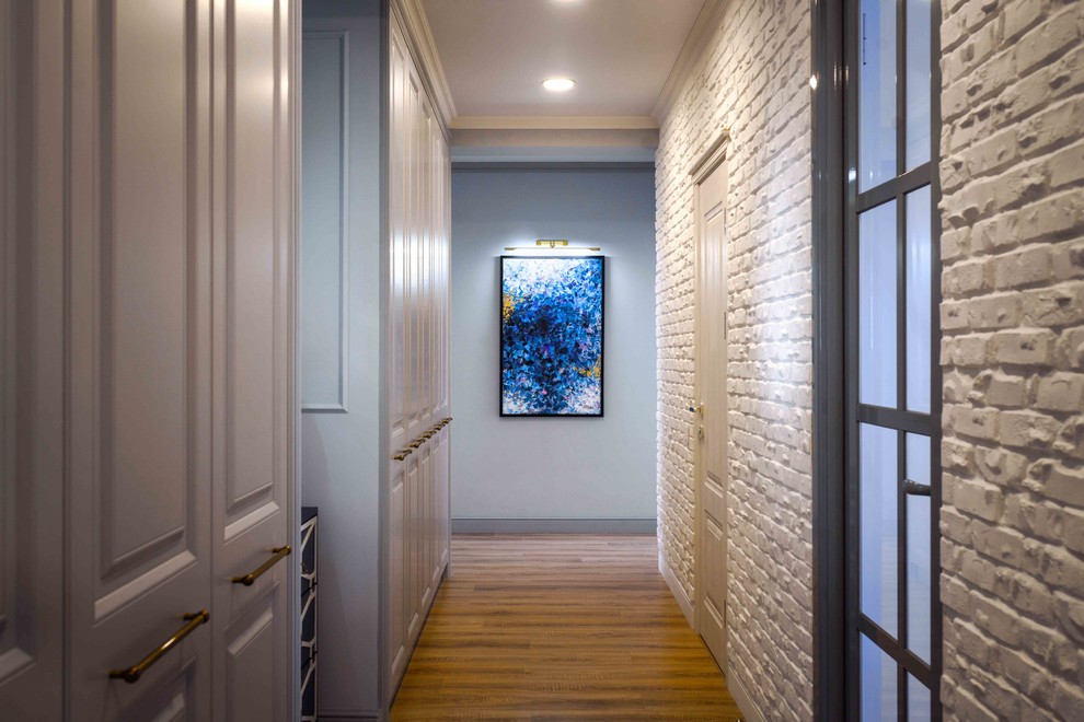 Design ideas for a transitional hallway in Other.