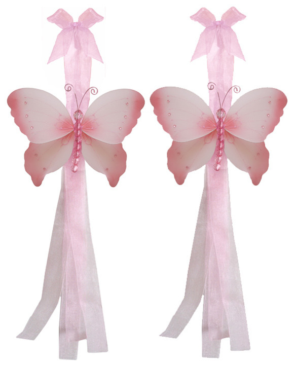 Butterfly Curtain Tie Backs Pink Crystal Tieback Pair Set