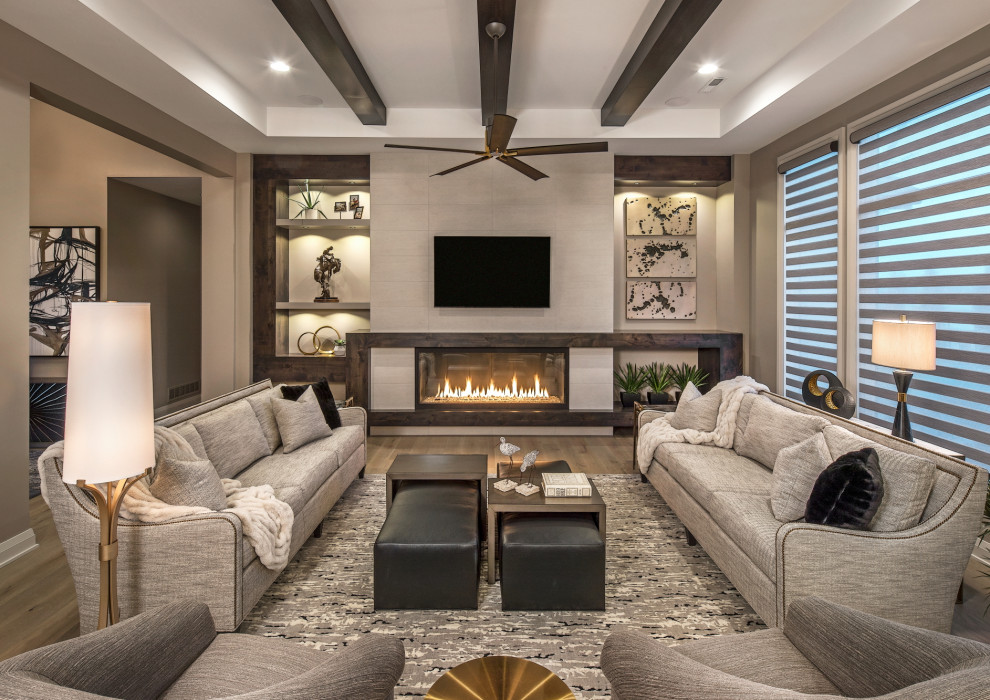 Example of a mountain style family room design in Omaha