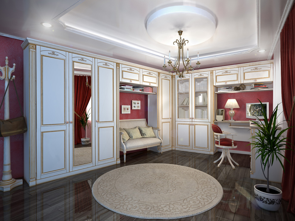 Дизайн спальной комнаты/кабинета с использованием шкаф-кровати.