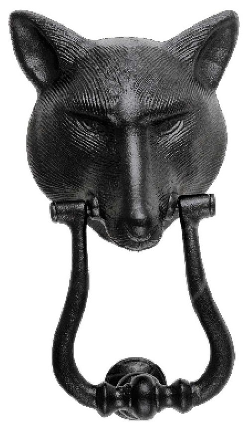 Fox Head Door Knocker Black Cast Iron 8 3/4"x5 1/8" W