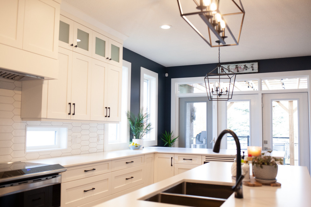 Inspiration for a large transitional home design remodel in Edmonton