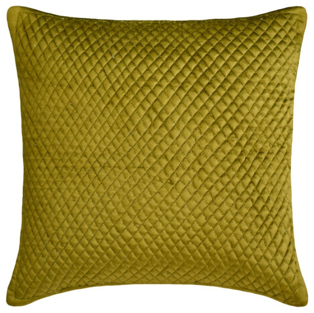 Green Velvet Textured Quilted 14"x14" Throw Pillow Cover - Chartreuse Energy
