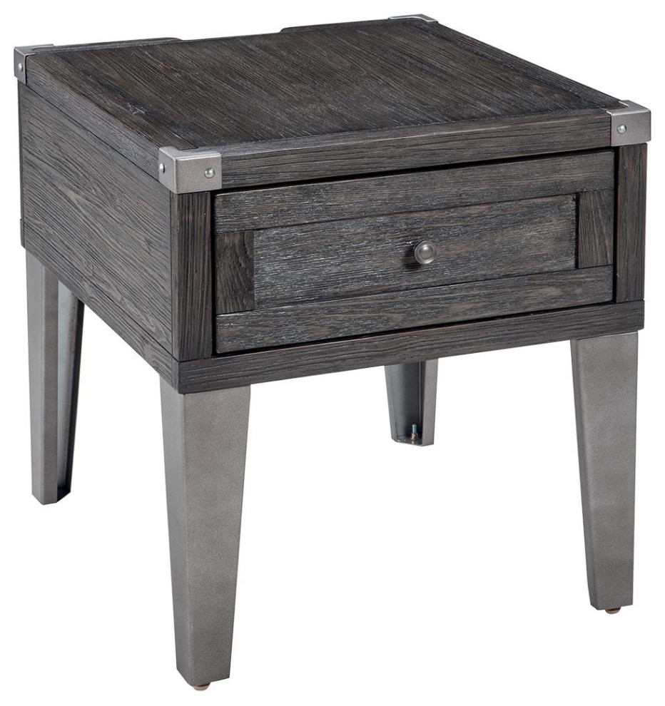 Todoe End Table with USB Ports & Outlets Industrial Side Tables And