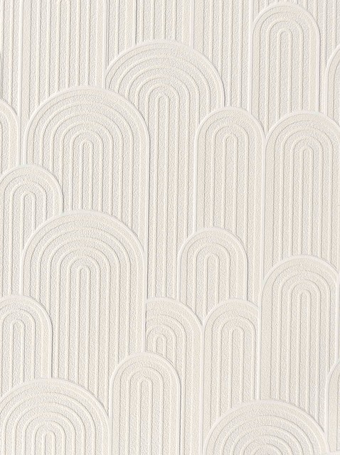 Retro Geometric Hills Wallpaper, White, Double Roll