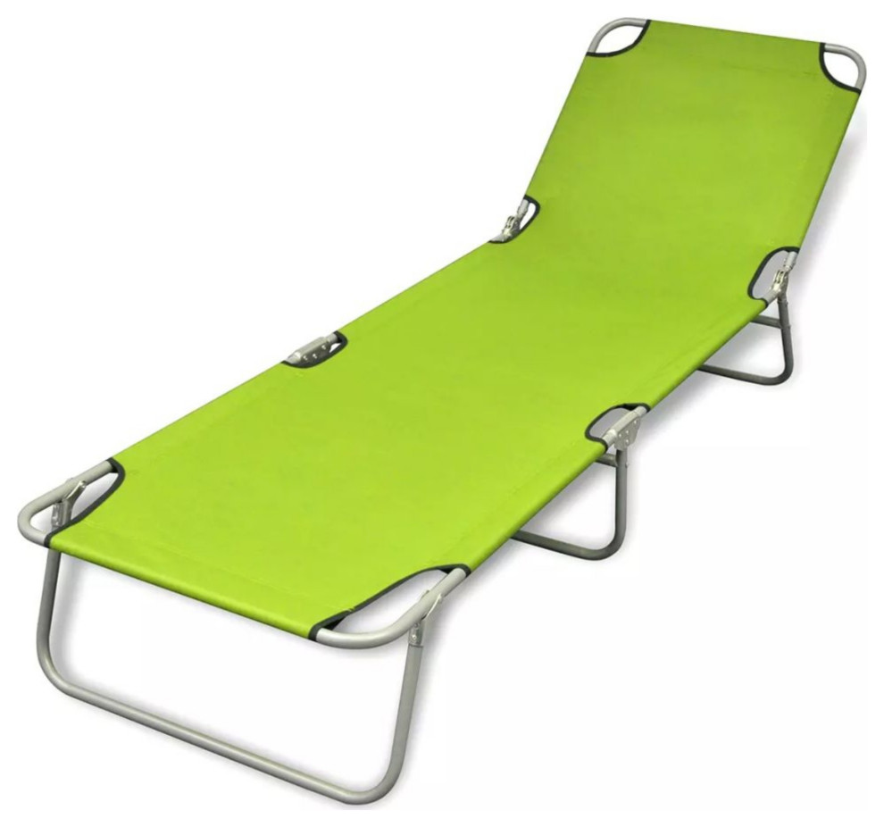 vidaXL Folding Sun Lounger Powdercoated Steel Apple Green