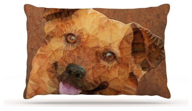 Ancello "Abstract Puppy" Brown Geometric Fleece Dog Bed, 30"x40"