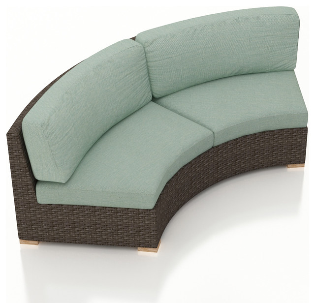 Arden Eclipse Outdoor Wicker Curved Loveseat, Spa Cushions