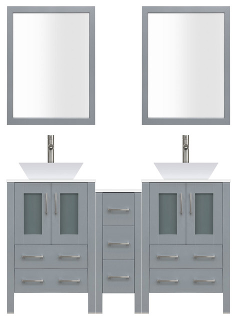 72" Modern Bathroom Vanity Set, Mirror and Sink LV2-C14-72-G, Gray