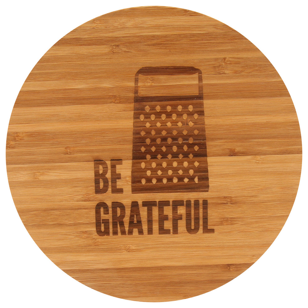 "Be Grateful" Round Bamboo Cutting Board