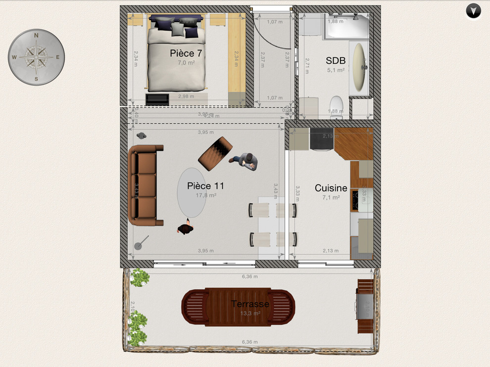 Plan de l'appartement après intervention.