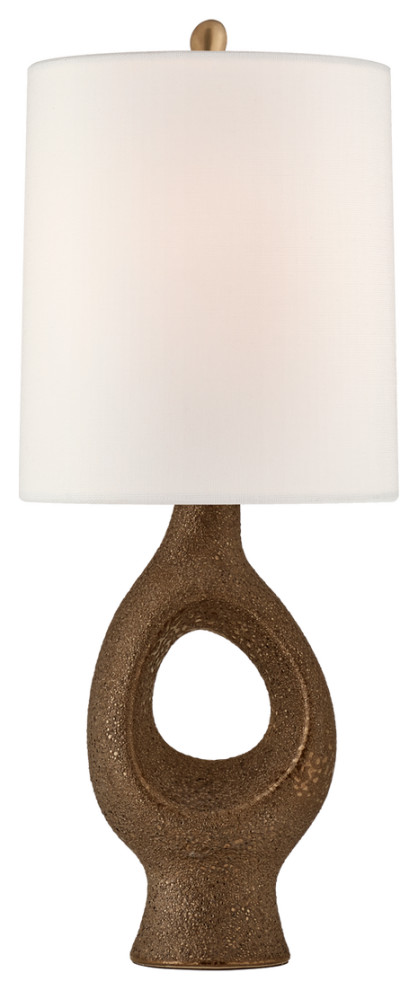 Capra Medium Table Lamp in Chalk Burnt Gold with Linen Shade