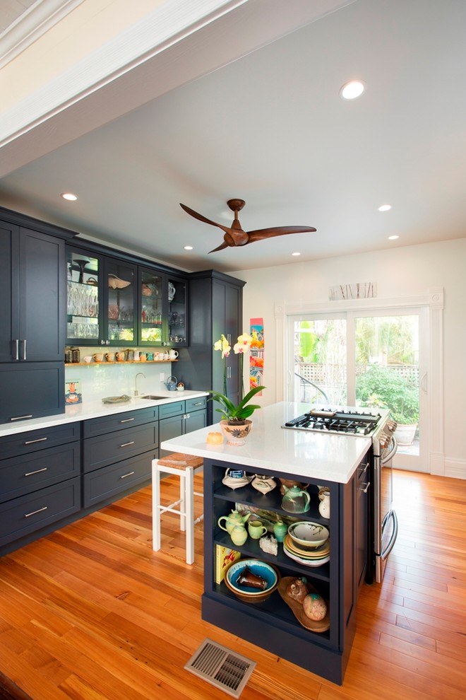 Example of a transitional kitchen design in Miami