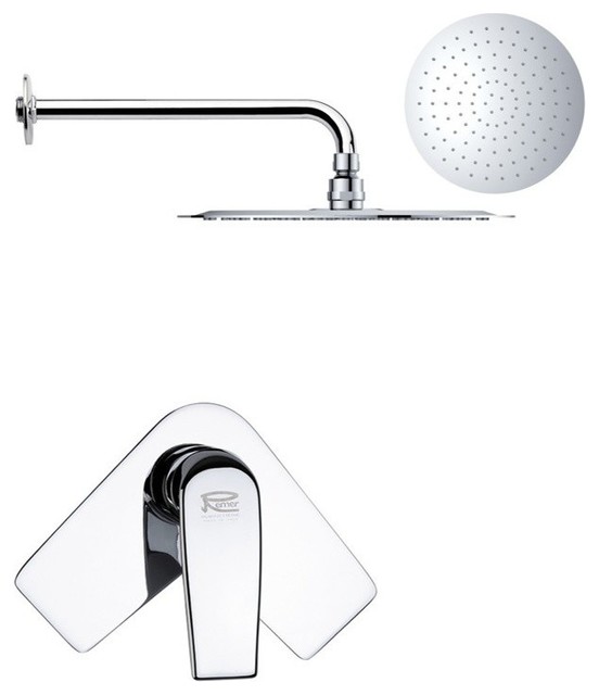 Round One-Way Shower Faucet Set With Polished Chrome