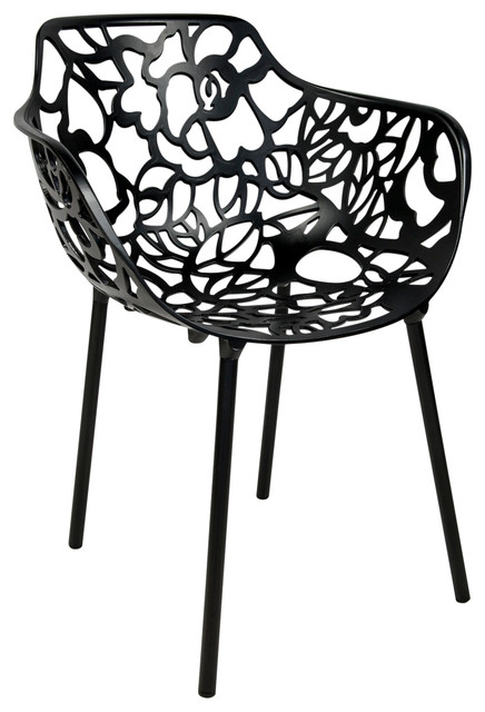 Leisuremod Modern Devon Aluminum Chair With Arm Contemporary Leisuremod Devon Aluminum Indoor Outdoor Patio Dinin Armchair Black