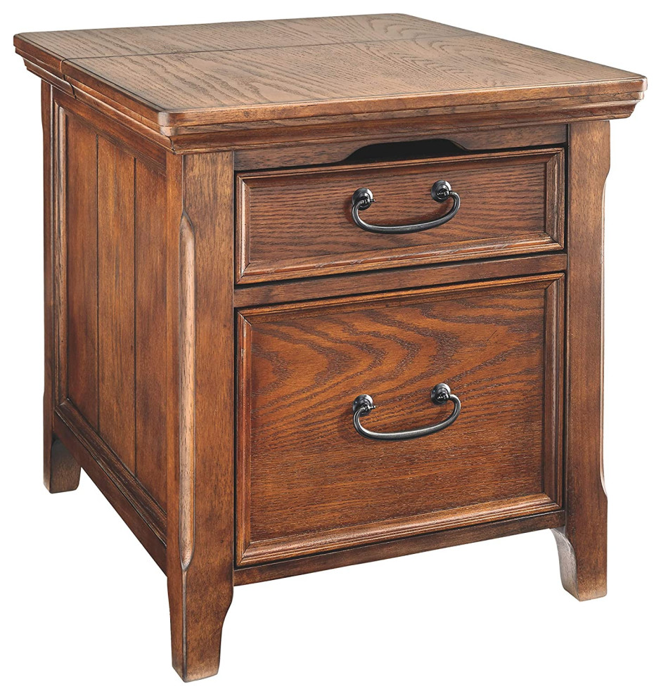 Vintage End Table, Storage Drawer With Sliding Tabletop Compartment