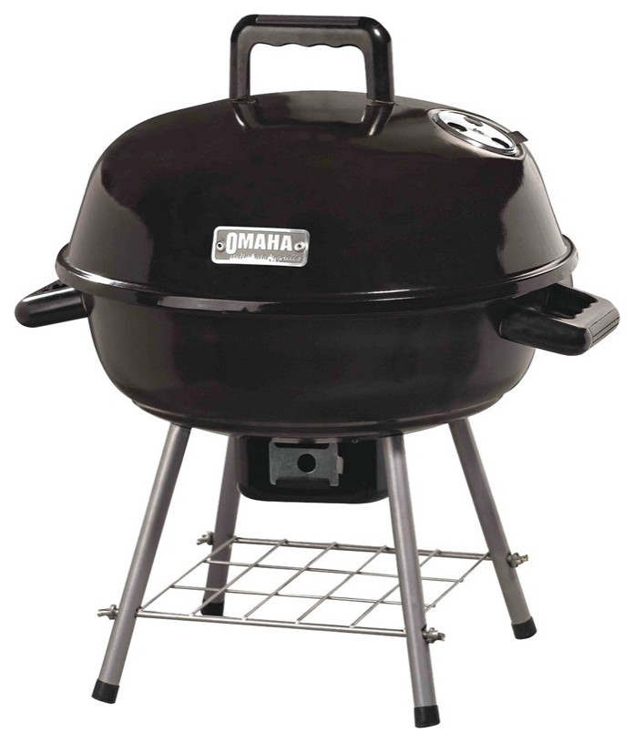 Omaha GY22014I Charcoal Kettle Grill, 1 Grate, Black Kettles by