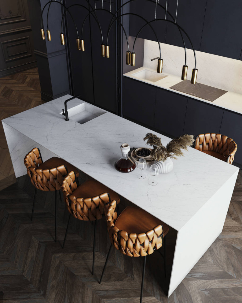 Black interior for a bachelor in St. Petersburg, 75m2