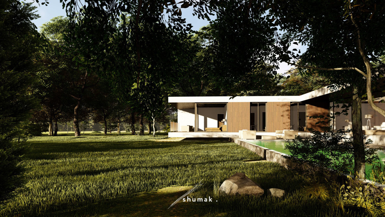 Бесконечные леса на участке и один дом.