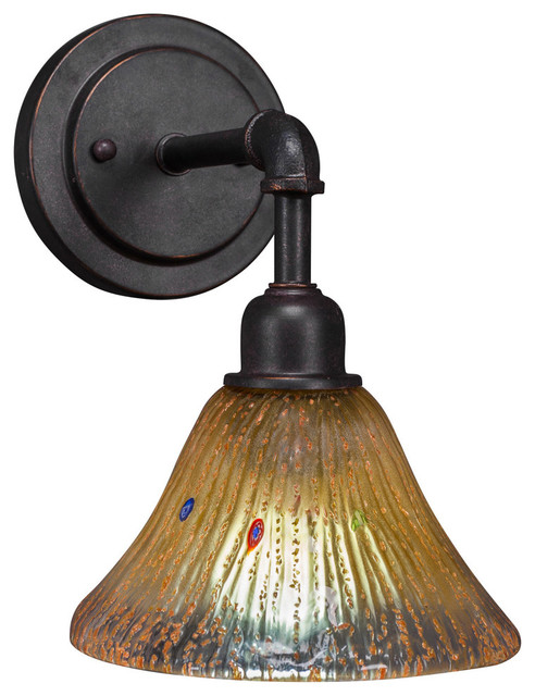 Toltec Lighting Vintage Wall Sconce 7 Amber Crystal Glass