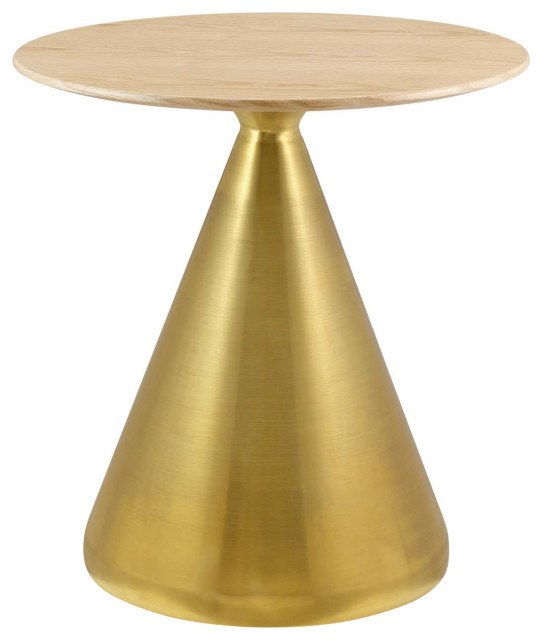 Dining Table, Round, Wood, Metal, Gold Brown Natural, Modern, Bistro ...